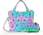 [CAFINY] Geometric Purse for Women,Geometric Luminous Purses and Handbags,Geometric Bags and Holographic crossbody bag