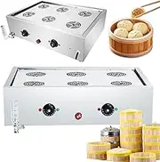 Commercial Steamed Buns Machine, 2/4/6 Hole Electric Stainless Steel Food Bread Buns Steaming Steamer, Steamed Bun Warmer Machine with Anti-Dry Alarm, Independent Temperature Control Knob 6 Hole