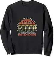 [X.Style] 23 Years Old Birthday Legend Since 2000 Retro 23rd Bday Sweatshirt ds557 Sweatshirt (S) Black