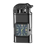 Personalized Embossed Lighter with Watch Lightweight Portable Lighter Gift for Anniversary Black Crocodile