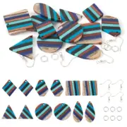 1 Box Resin Walnut Wood Pendants Cyan Triangle DIY Geometry Earring Making Kit