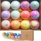 Bath Bombs Gift Set, 12Pcs Handmade Bath Fizzies with Natural Sea Salt Cocoa & S