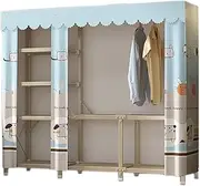 Wardrobe, Canvas Wardrobe, Portable Wardrobe Shelves, Foldable Closet with Hanging Rail and Fabric Cover, Closet for Bedroom,D-163x45x170cm