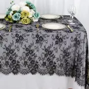 Lace Tablecloth Black 60x120 Inch Vintage Floral Lace Table Cloth Embroidered...