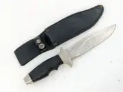 NICE Stainless Steel Fighting knife & Black Leather Sheath - 5-1/2" Blade Unused
