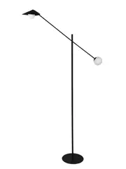 Quill 2 Light Floor Lamp in Black with Opal Glass Shades
