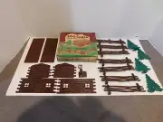 Vintage Bachmann Ho Train Log Cabin Rustic Fence & Tree