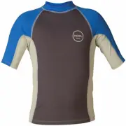 Xcel Boys Michael SS Dark Grey Silver Sea Blue Rashie