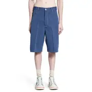 [BOTTEGA VENETA] Mélange Wool Cotton Drill Shorts Blue
