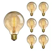 6pcs 40W Edison Vintage Incandescent Globe Light Bulb E26 E27 G80 Dimmable Decorative Antique Spiral Filament Lamp for Indoor Wall Hanging Ceiling Light Fixtur
