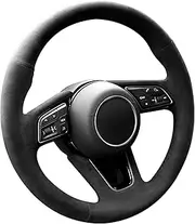 Alfanxi Hand Stitch Steering Wheel Cover Fits Alcantara Material for Audi A3 A4 A5 S4 Q2 Q3 RS5 S5 Premium(No Stripes)