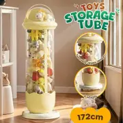 Kids Toys Storage Tube Box Stuffed Animal Zoo Plush Soft Doll Organiser Playroom Display Cabinet Holder Container Vertical Stand with Wheels 172x31cm
