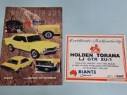 BIANTE 1/18 Certificate & A5 colour LEAFLET for LJ Torana yellow NOT THE CAR