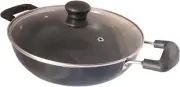 Non Stick Kadai with Glass Lid All Purpose Pan Non Stick Kadhai Deep Stir Fry Pa