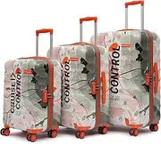 [uppercase] Geo Set of 3 (S+M+L), Hardsided Trolley Bag for Travel Printed Eco Polycarbonate Luggage, Combination Lock 8 Wheel Spinner Suitcase for Unisex, 2000 Days Warranty, Green, Set of 3, Luggage