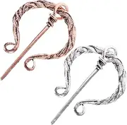 [Healeved] 2Pcs Retro Viking Brooches Pin Antique Clasp Pins for Cloaks and Shawls Vintage Decorative Accessories for Women Birthdays and Special Occasions