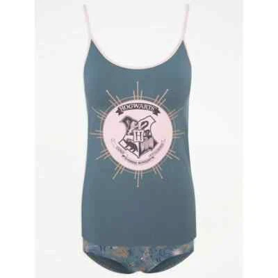 Womens Harry Potter Vest & Short Knickers Set Hogwarts Logo Character 2 Pce NEW