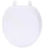 Ginsey White Close Front Toilet Seat Round Soft Cushion Padded Heavy Duty Modern