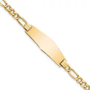 7 Inch 14K Semi-Solid Soft Diamond Shape Figaro Link Id Bracelet