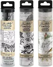 Tim Holtz Idea-Ology Collage Paper Rolls - Entomology, Botanical and Aviary - Bu