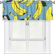 LHBWCVN Banana Print Valances for Windows, Rod Pocket Window Treatment Drapes Farmhouse Kitchen Curtains Short Blackout Window Curtains for Living Room Bedroom Decor 54x18 Inch