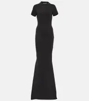 [Balenciaga] Balenciaga Cotton-blend T-shirt maxi dress AU 12 black