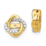 1/6 Ct Real Diamond Designer Earring Jackets in 14K Yellow Gold Fine Jewelry
