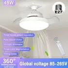 US LED Ceiling Fan Light Dimmable Modern Bedroom Chandelier Fan w/Remote 48W