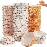 YOUEON 600 Pcs 3.5 In Jumbo Cupcake Liners Greaseproof, 6 Oz Large Paper Baking Cups Non-Stick, Jumbo Muffin Liners for Muffins, Cupcakes, Brownie, Quiche, Mini Snacks, Recyclable, 3 Pattern