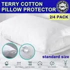 2/4 Waterproof Pillow Protector Case Cover Zipper Opening Closure Standard Size