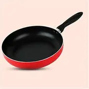 Non Stick Fry Pan with Glass Lid Easy to Clean Magnetic Flux Composite Bottom Egg and Omelet Pan for Use on Gas, Induction, Electric and Ceramic Hobs (Color : Red, Size : 24cm)