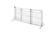 Pet Dog Safety Gate Pen Retractable Puppy Cat Playpen Freestanding Stairs Doorway Barrier Fence Portable Enclosure with Door