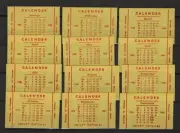 MATCHBOX LABELS BELGIUM- Calender months, set of 12, red/yellow, 1958 - **mint