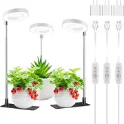 Kullsinss Grow Lights for Indoor Plants, 48 LEDs Full Spectrum Halo Plant Light for Indoor Plants, Height Adjustable Growing Lamp with Detachable Base, 3 9 12Hrs Timer, 10 Brightness, 3 Pack