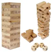 Tower Of Wood Natural 26x7 Or 20x6 + Dice Game Blocks Stacking Big
