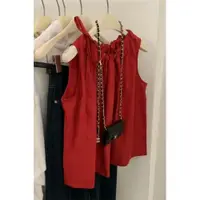 在飛比找ETMall東森購物網優惠-夏季綁帶紅色時髦休閑無袖背心