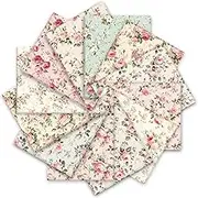 Whaline 12Pcs Spring Cotton Fabric Bundles Pink Vintage Rose Fat Quarters Pastel Floral Quilting Patchwork for DIY Handmade Crafting, 18 x 22 Inch