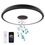 Black Smart Waterproof LED Flush Mount Ceiling Light Fixture,18W,with Bluetoo...