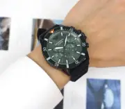 EMPORIO ARMANI Men’s Green Black Silicone and Steel Chronograph Watch AR11463