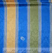 BonEful Fabric FQ Home DECOR Cotton Yellow Gold Green Blue Damask Flower Stripe