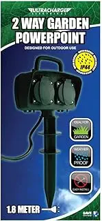 2 Way Garden Outdoor Powerpoint, Green, 1.8 m Cord Length