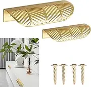 LFWATAXY 2PCS Brass Edge Pulls - Copper - Back Mount Finger Edge Pulls - Concealed Hidden Drawer Wardrobe Pulls Handles Knobs - Arc Edge Invisible Concealed Tab Pulls (Length: 4.6 inches, Hollow Out)
