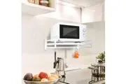 Wall Mount Microwave Oven Shelf Rack with Carbon Steel Holder and Hooks