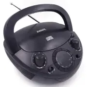 Laser Portable CD Boombox with AM/FM Radio and AUX - Black. CDBB-200-BLK