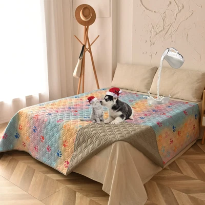 100% Waterproof Dog Bed Cover 52x82 inch Reversible Changing Pad Reusable Cam...