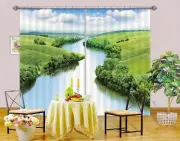 3D River Grassland ZHUA1794 Blockout Photo Curtain Fabric Window Zoe