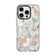 iPhone 16 Pro Clear Case MagSafe Compatible Abstract modern coral white pastel rustic floral