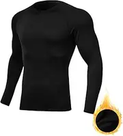 [Towintec] Compression Shirt Men's Long Sleeve Functional Shirt Men's Sports Shirt Breathable Thermal Base Layer Fleece Lined Sports Long Sleeve Top Compression Base Layer for Running Ski Hiking