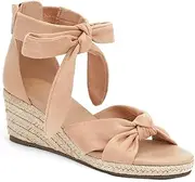 [LAICIGO] Womens Espadrilles Wedge Sandals Back Zipper Closure Open Toe Platform Ankle Strap Summer Dress Shoes with Bow