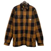 Carhartt NEW Mens L Tall Mustard Plaid Flannel Sherpa Lined Shirt Jacket Shacket